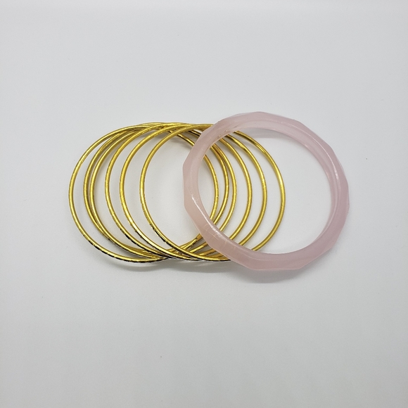 Avon Faceted Bangle Set Pink - Picture 2 of 5